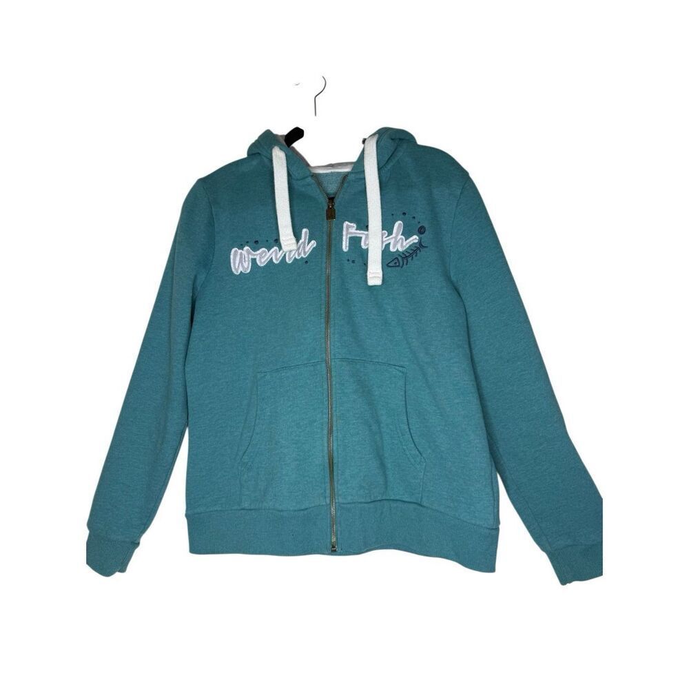 Weird Fish Green Full Zip Hoodie Sweatshirt Size 16 Coastal, Outdoors, Cozy